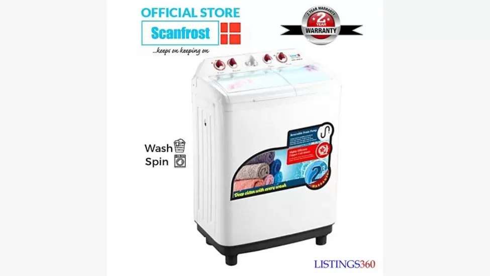₦071 SCANFROST 6.8kg Twin Tub Semi-Automatic Washing Machine